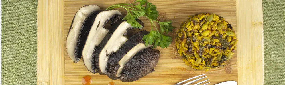 Grilled Portobello with Fermented Turmeric Wild Rice